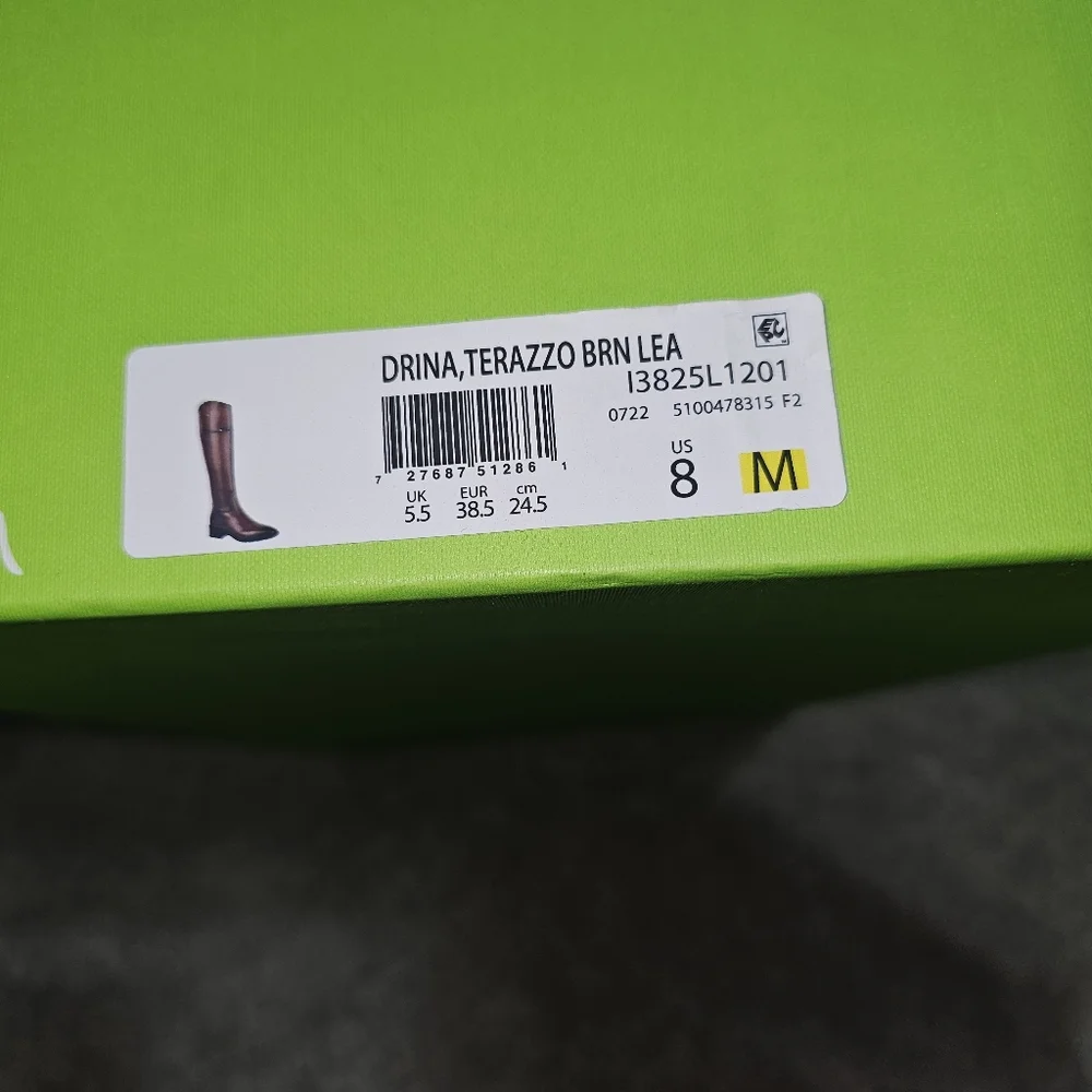 Sam Edelman Drina Terazzo Brown Leather Riding Boots Size 8